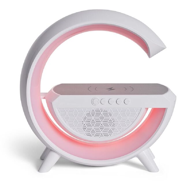 Enceinte multifonction forme G lampe et chargeur à induction