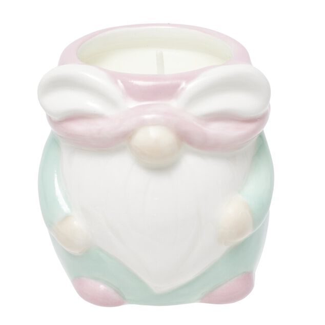 Bougie d&eacute;corative gnome c&eacute;ramique pastel H7cm (2 mod&egrave;les)