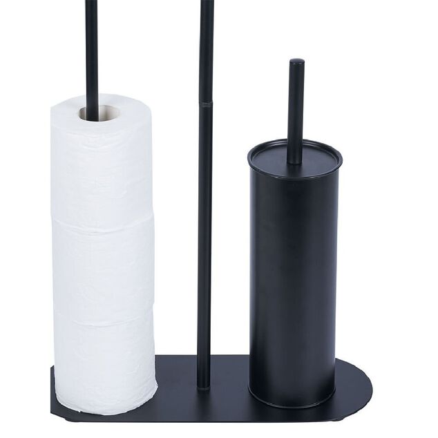 Support papier WC et t&eacute;l&eacute;phone noir 36xH66x13,5cm