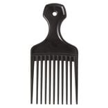 Peigne Afro plastique noir mat L16,5 cm