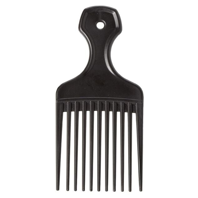 Peigne Afro plastique noir mat L16,5 cm