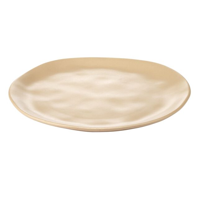 Assiette &agrave; dessert forme organique c&eacute;ramique beige &Oslash;20cm