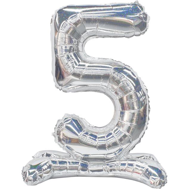 Ballon chiffre 5 H98cm dor&eacute; ou argent&eacute; (2 mod&egrave;les)