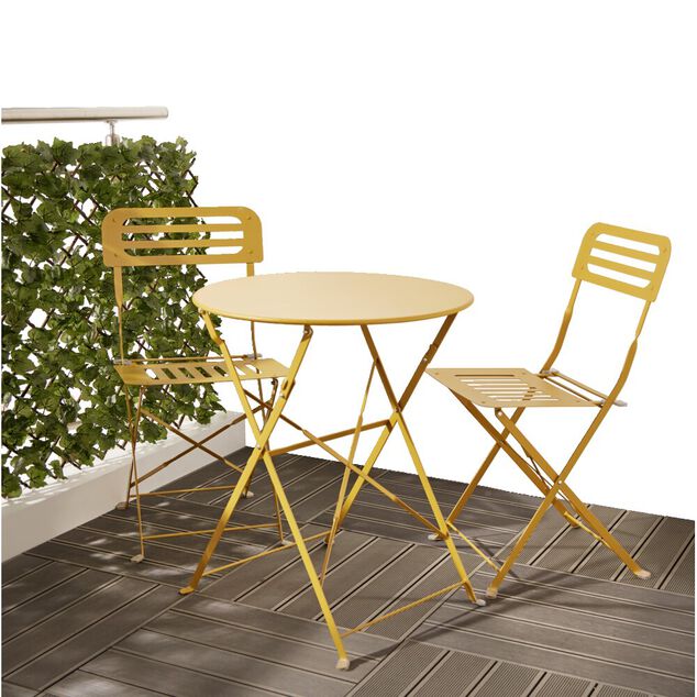 Chaise de jardin Rio pliante m&eacute;tal jaune 41x45xH82cm