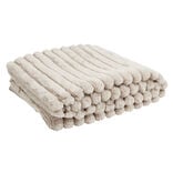 Plaid flanelle stries en relief marron 130x160cm