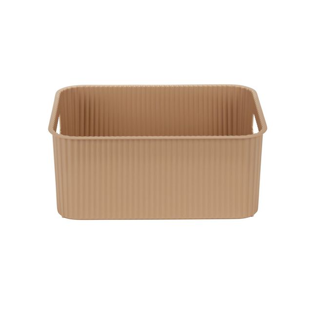 Pani&egrave;re de rangement 10L rectangulaire plastique marron 35x26,5xH12,5cm