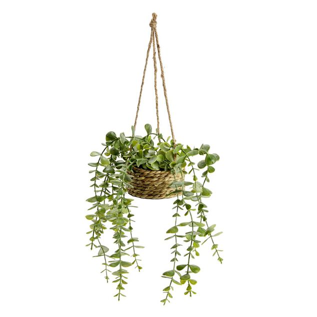 Pot de plante verte artificielle tombante &Oslash;9xH30cm (3 mod&egrave;les)