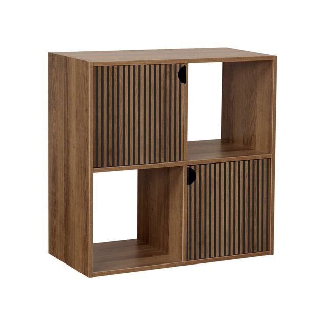 &Eacute;tag&egrave;re Adam 4 cases 2 portes en bois brun L60xP29,5xH60cm