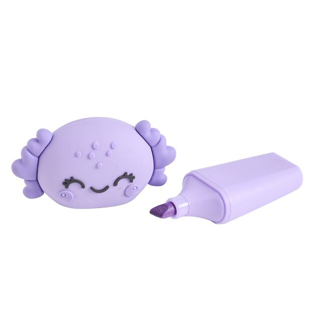 Surligneur x2 forme animal L7,5cm (2 mod&egrave;les capybara ou axolotl)