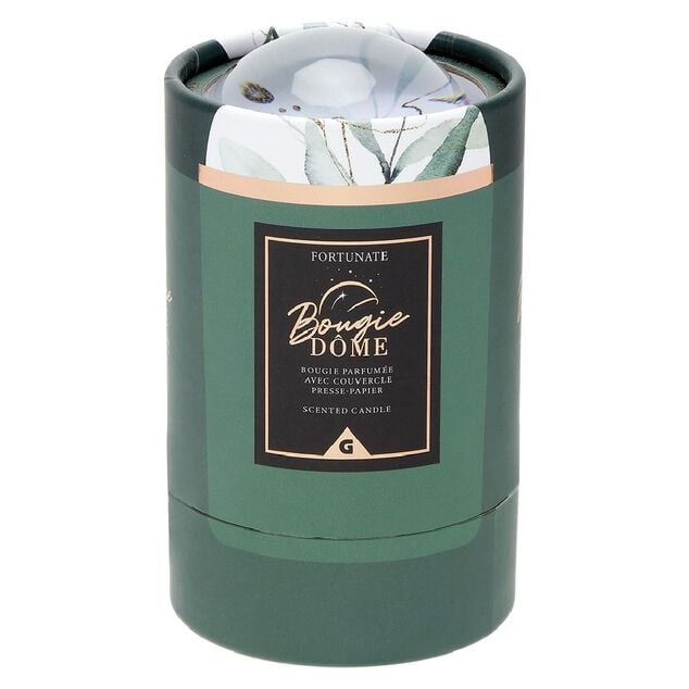 Bougie dans pot avec couvercle d&ocirc;me en cristal assorti