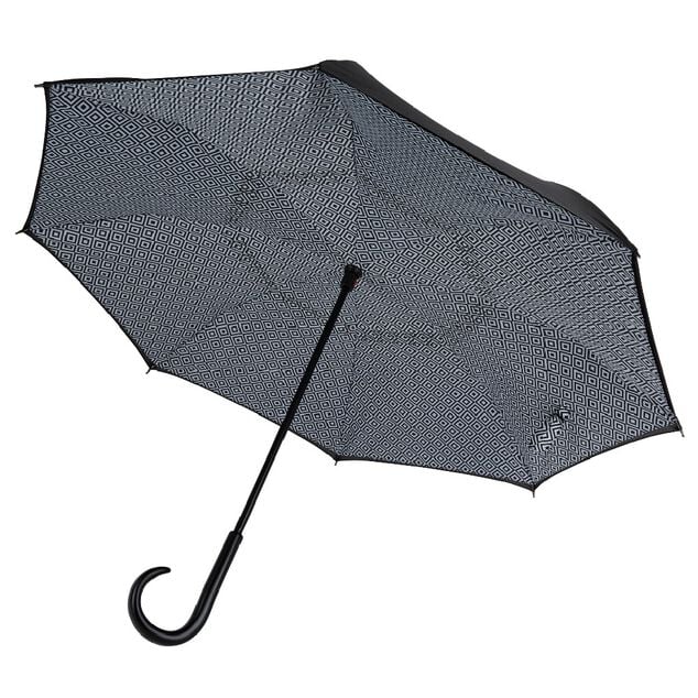 Parapluie invers&eacute; &agrave; motifs blancs et noirs
