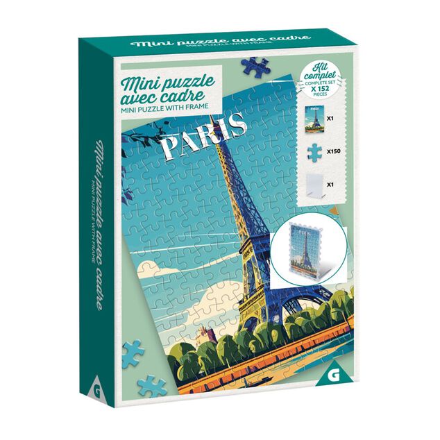 Mini puzzle cadre en carton 150 pièces 16,5x6xH12cm (4 modèles)