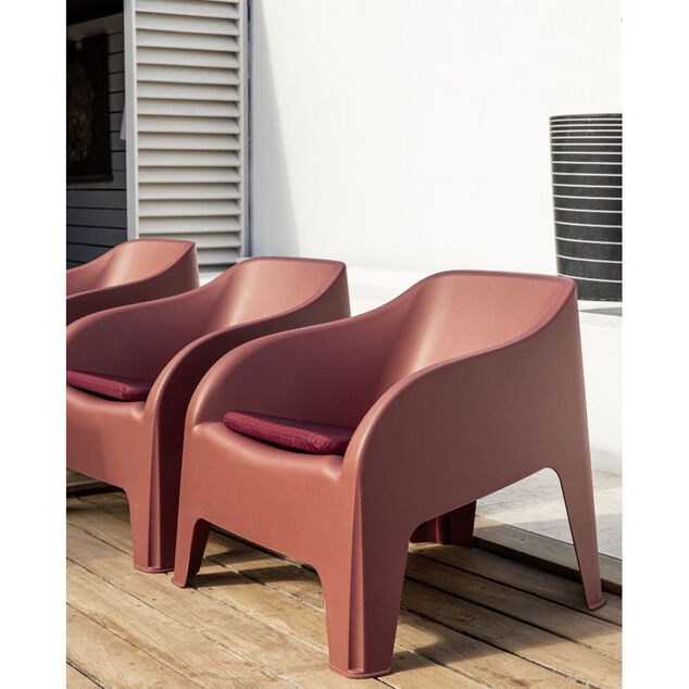 Fauteuil de jardin Gary plastique rouge terracotta 79x76,5xH70cm