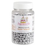 D&eacute;cor sucr&eacute; perles argent&eacute;es