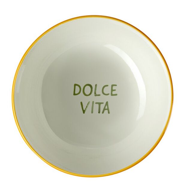 Saladier rond porcelaine 1,6L "Dolce Vita" rayé blanc et vert Ø21xH9cm