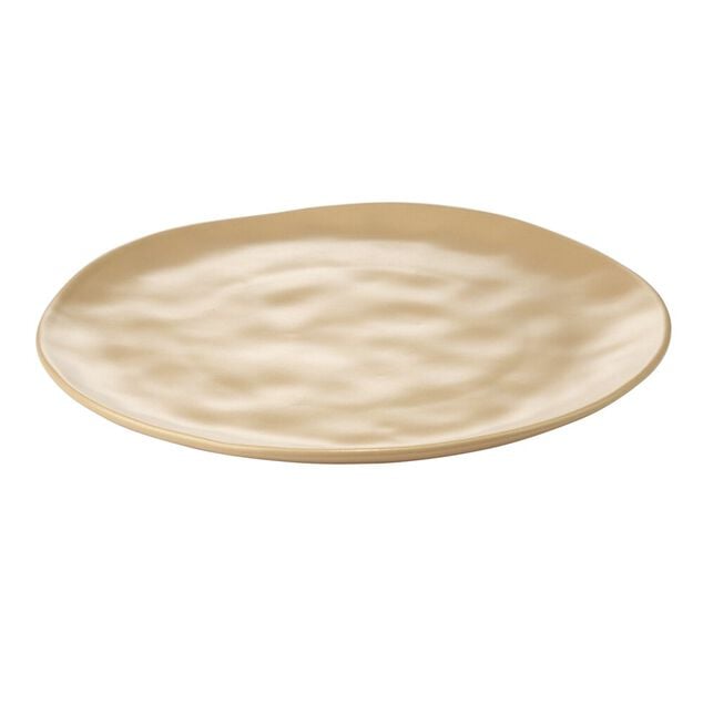 Assiette plate forme organique gr&egrave;s beige &Oslash;26cm