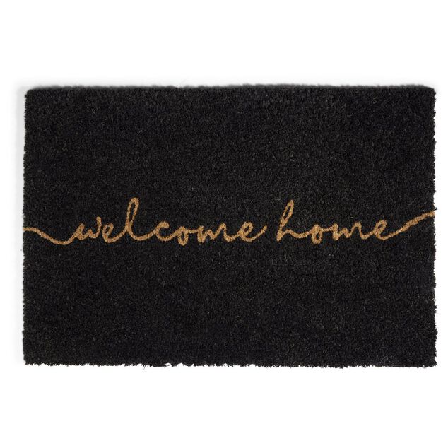 Tapis d'entr&eacute;e int&eacute;rieur grattant Welcome Home 40x60cm coco et PVC noir