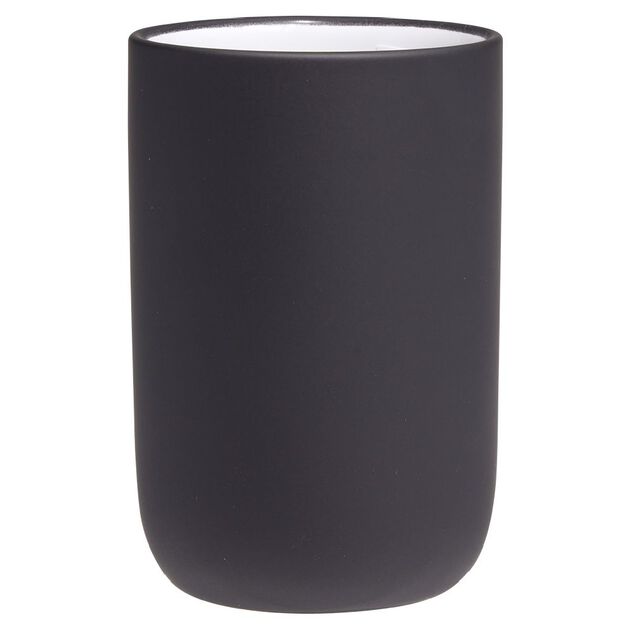 Gobelet c&eacute;ramique noir int&eacute;rieur blanc &Oslash;6,8xH10cm