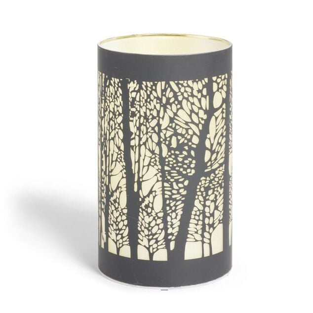 Lanterne LED motif for&ecirc;t en verre noir &Oslash;9xH15cm