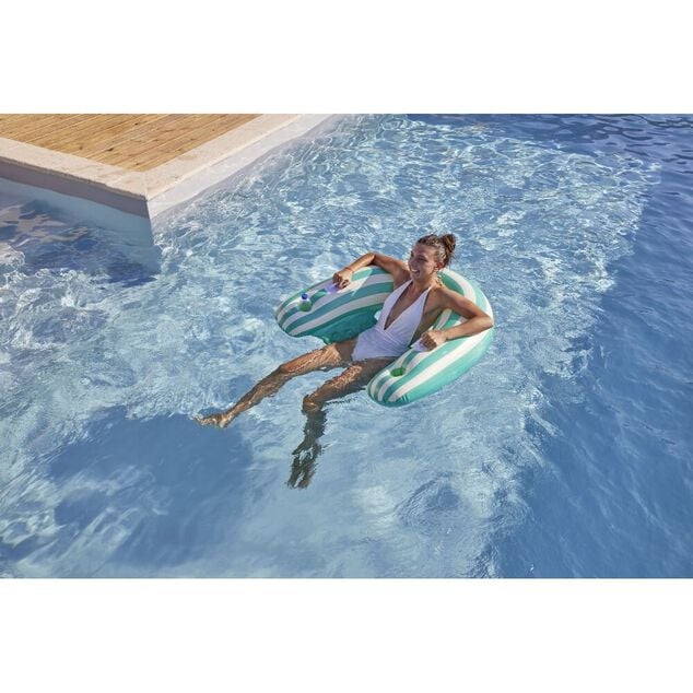 Si&egrave;ge gonflable &agrave; rayures 115x90cm - 3 mod&egrave;les