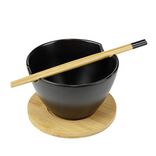 Set nouilles chinoises 1 bol 480ml avec 1 paire de baguettes et support bambou
