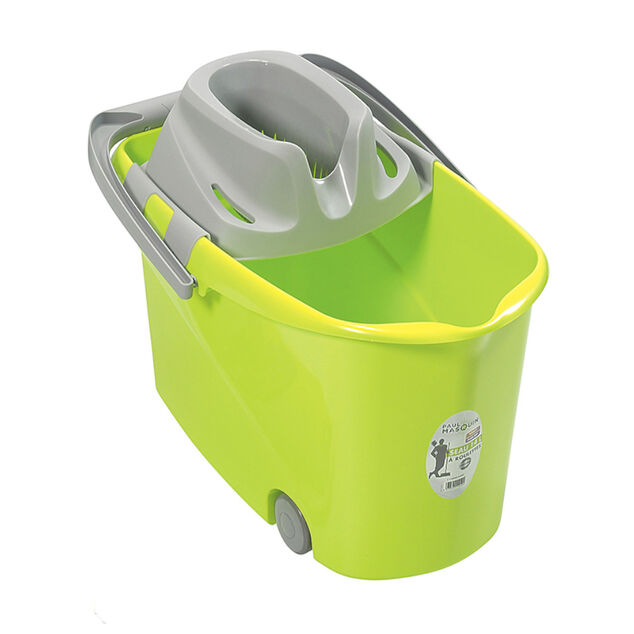 Seau Wash Easy &agrave; roulettes Paul Masquin vert et gris