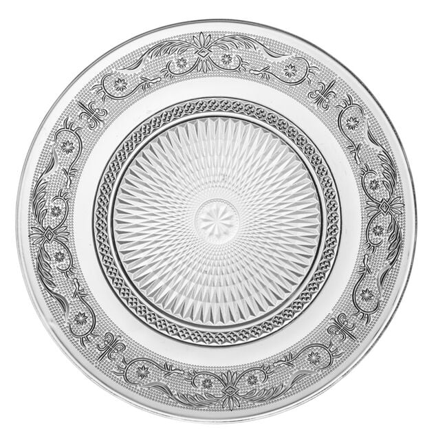 Assiette plate ronde verre transparente ciselée Ø25cm