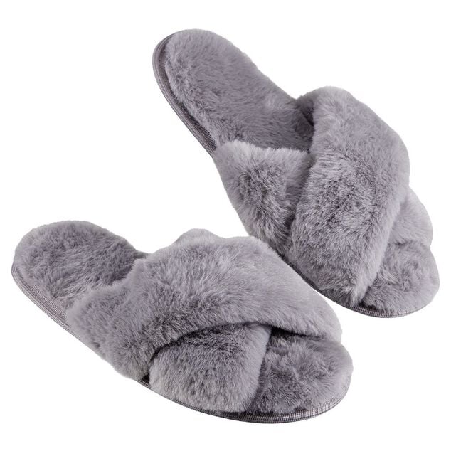Chaussons ouverts imitation fourrure