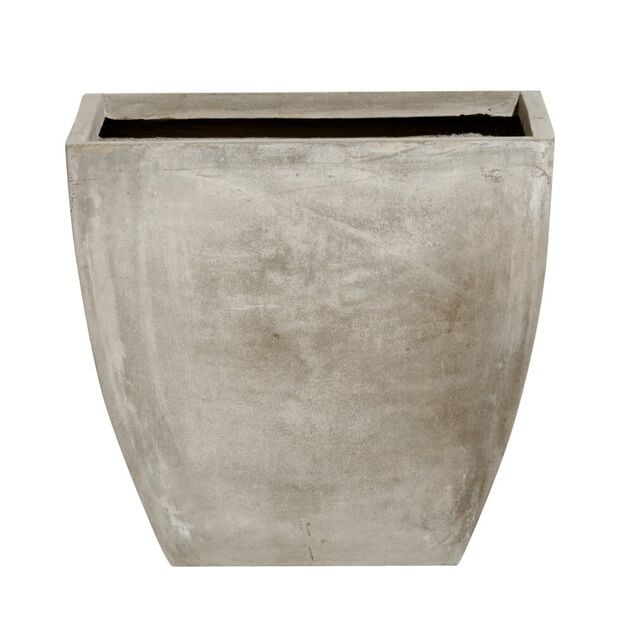 Cache pot fibre d'argile carr&eacute; effet vieilli gris 39x39xH39cm