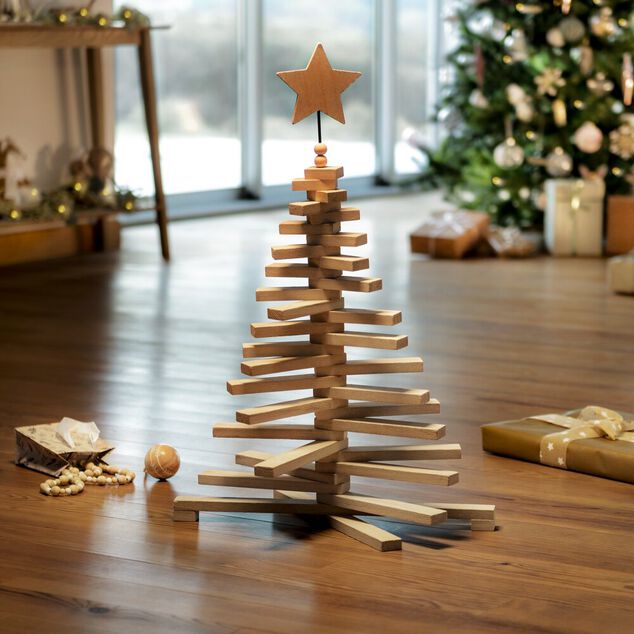Sapin Noël bois amovible H. 71 cm