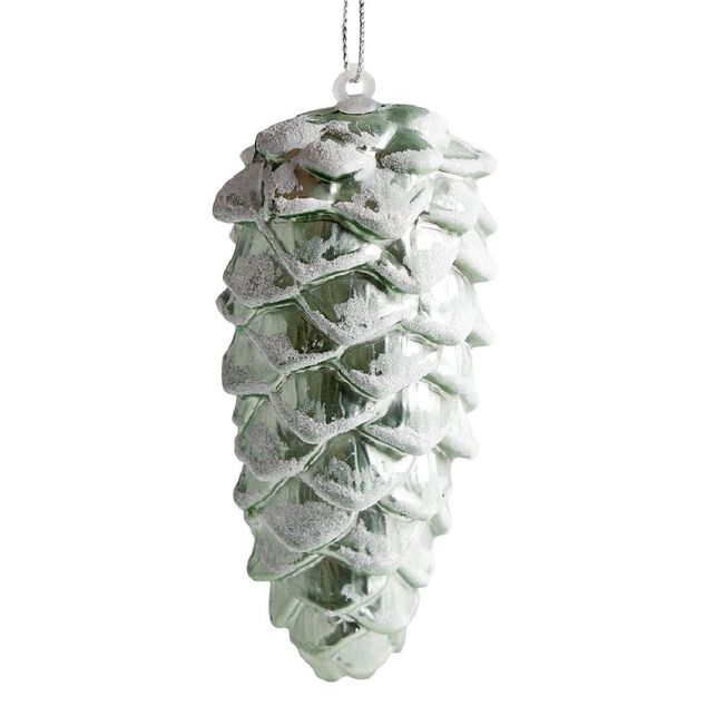 Suspension de No&euml;l Pomme de pin bleu et blanc &Oslash;4,5xH11cm