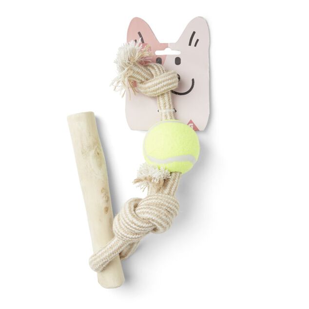 Jouet pour chien avec corde en bois et coton L.46cm
