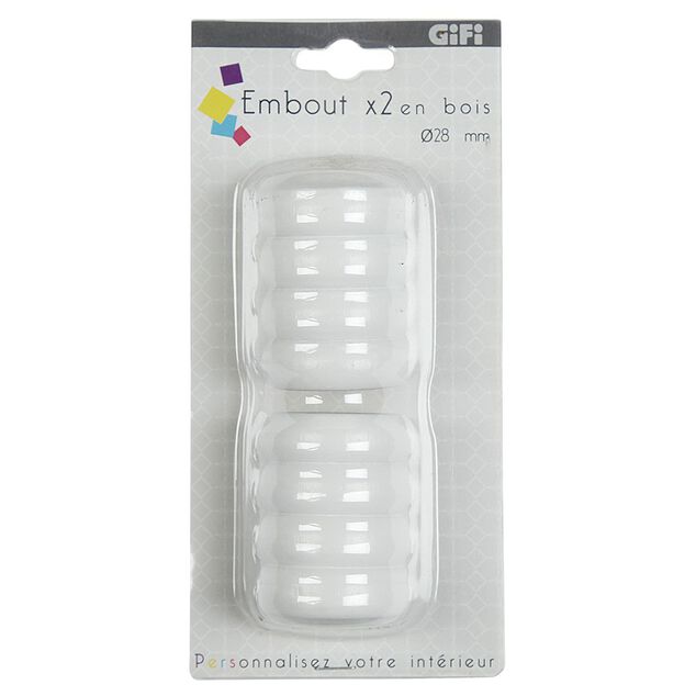 Embout pour tringle &agrave; rideaux x2 blanc bois