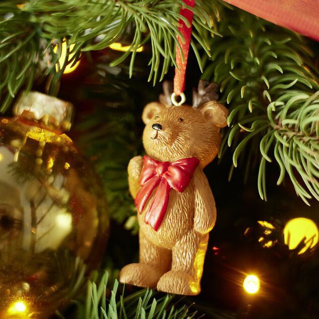 D&eacute;coration de No&euml;l ourson &agrave; suspendre polyr&eacute;sine H7cm (3 mod&egrave;les)