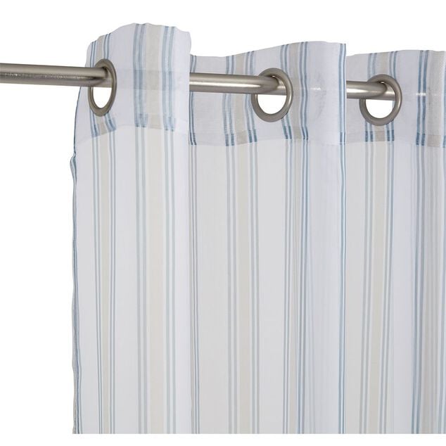Voilage &agrave; oeillets imprim&eacute; bayad&egrave;re bleu blanc 100% polyester 140x240cm