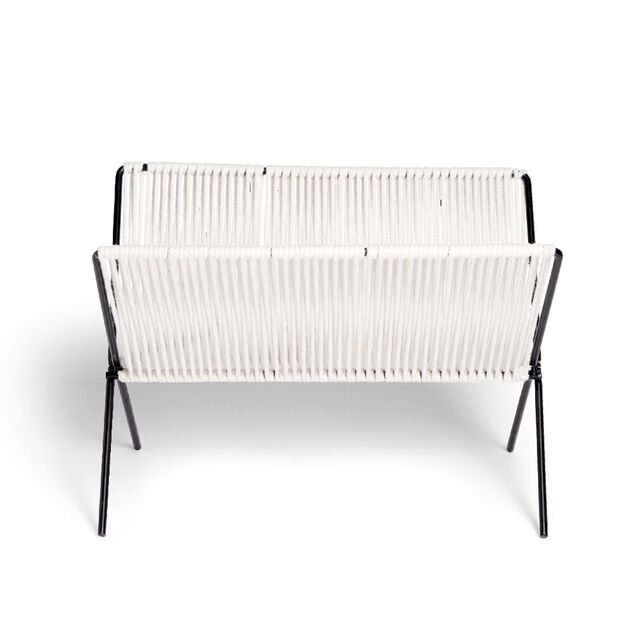 Range magazine coton blanc et m&eacute;tal 35,5x25x25cm