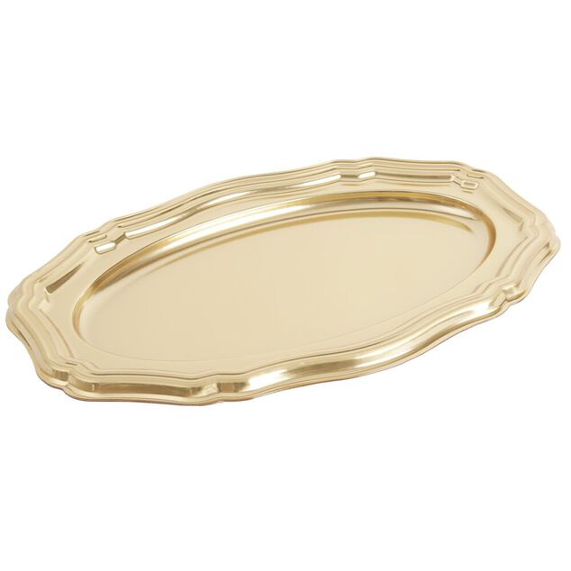 Plat de pr&eacute;sentation ovale X2 pcs L45X29X&eacute;p.2 cm dor&eacute;