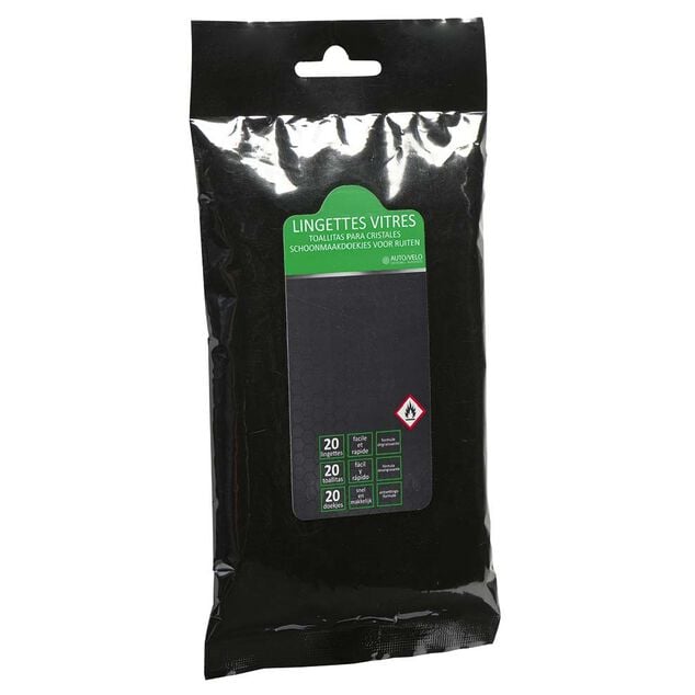 Lingette nettoyante pour vitres auto x20