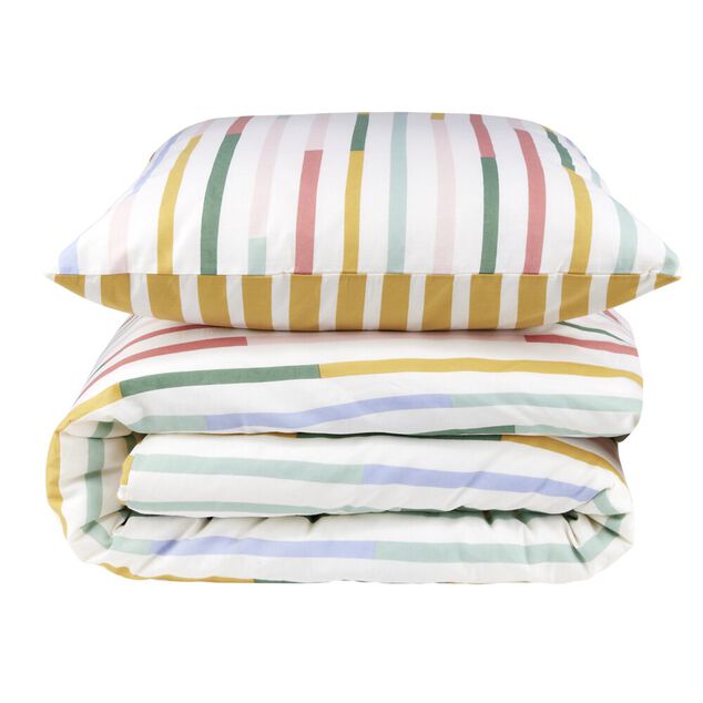 Parure de lit 1 personne 140x200cm coton graphique et fleuri (2 mod&egrave;les)