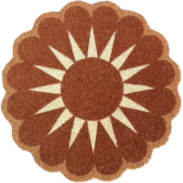 Paillasson coco rond forme fleur &Oslash;60cm (2 mod&egrave;les marron ou rose)