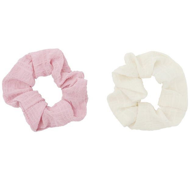 Chouchou en tissu x2 effet gaze de coton Ø11cm (2 modèles)
