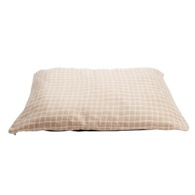 Matelas pour chien coton quadrillage orange et blanc Taille M 75x55x&Eacute;p8cm