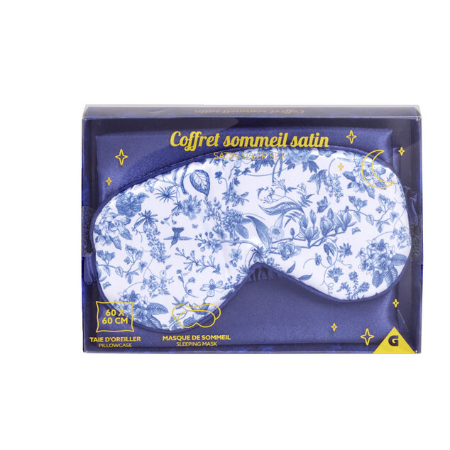 Coffret sommeil masque et taie d'oreiller en satin - 2 modèles