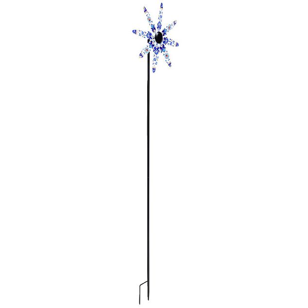 Moulin &agrave; vent XL &agrave; planter en m&eacute;tal d&eacute;cor&eacute; bleu 40,5x23xH180cm