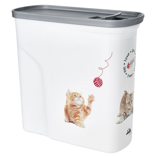 Bo&icirc;te &agrave; croquettes pour chat grise et blanche 2L