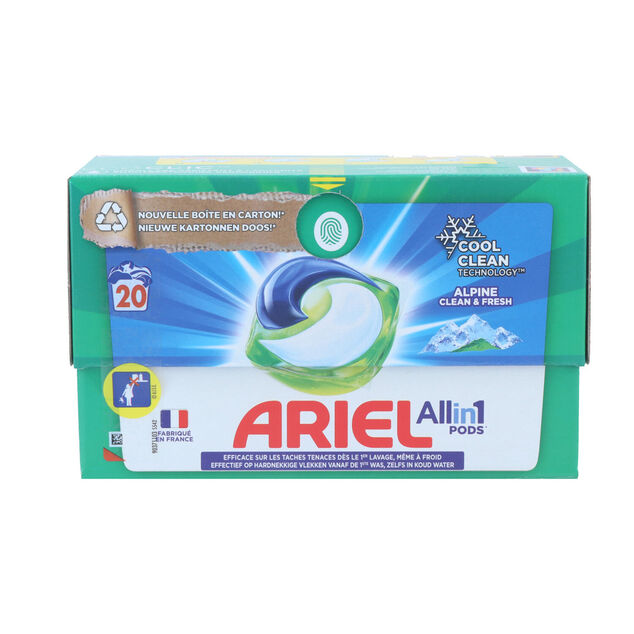 Ariel pods tout-en-1 senteur Alpine 20 lavages