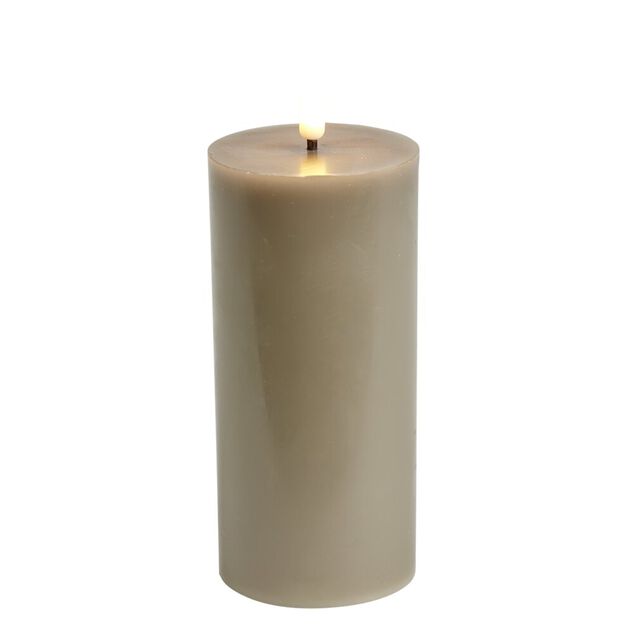 Bougie pilier &agrave; LED gris &Oslash;7xH15cm