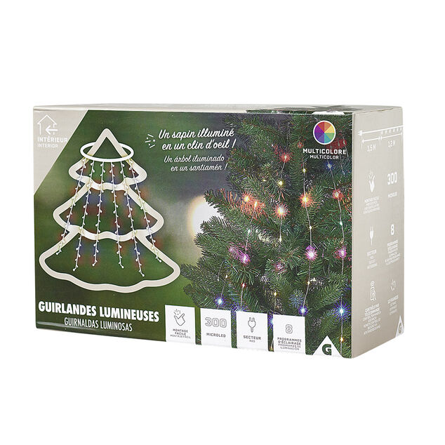 Anneau lumineux guirlande avec télécommande pour sapin multicolore