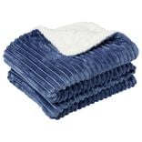 Plaid design ondulé 130x160cm bleu et blanc