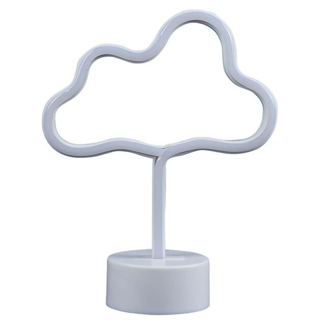 Lampe néon sur base forme nuage PVC 24x19cm jaune